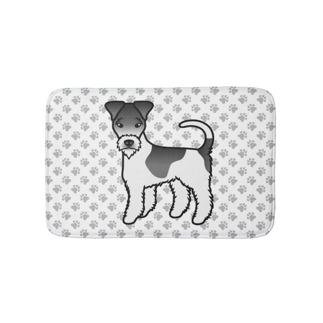 Svart och vit tråd Fox Terrier Söt serieteckning H Badrumsmatta (Framsidan)