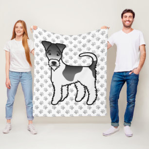 Svart och vit tråd Fox Terrier Söt serieteckning H Fleecefilt