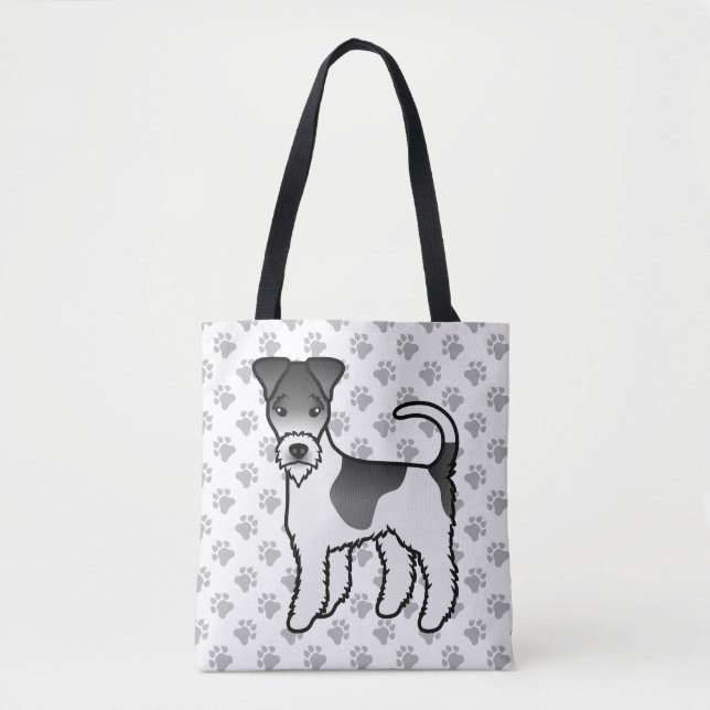 Svart och vit tråd Fox Terrier Söt serieteckning H Tygkasse (Framsida)
