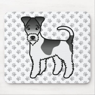 Svart och vit tråd Fox Terrier Söt tecknad hund Musmatta