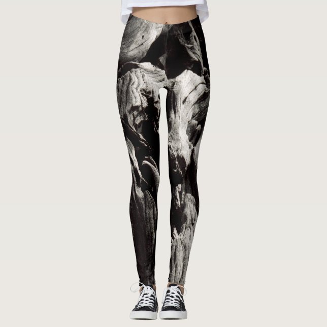 Svart och vit trädstam leggings (Framsida)