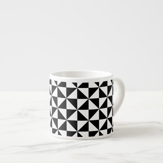 Svart och vit triangel Mönster Espressomugg (Framsida höger)