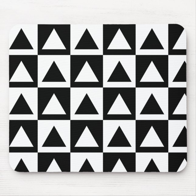 Svart och vit triangelgeometrisk form mönster musmatta (Framsidan)