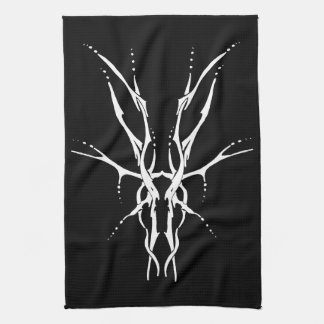 Svart och Vit Tribal Hjälmskalle Jakt Design Kökshandduk