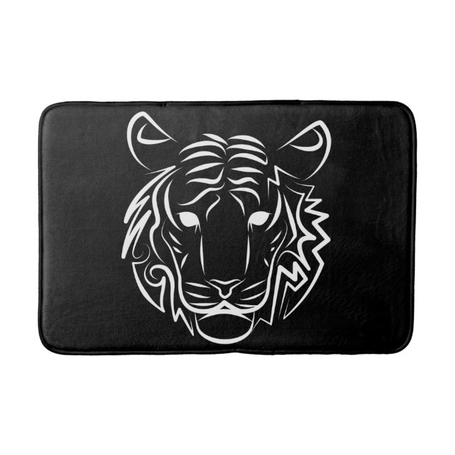Svart och vit tribal tiger badrumsmatta (Framsidan)