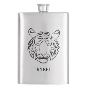 Svart och vit tribal tiger fickplunta