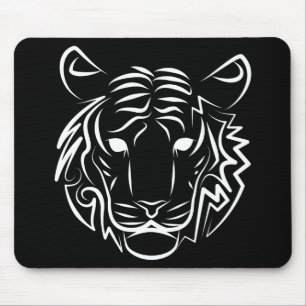 Svart och vit tribal tiger musmatta