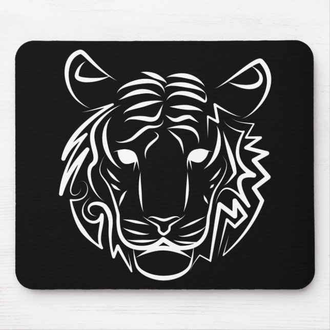 Svart och vit tribal tiger musmatta (Framsidan)