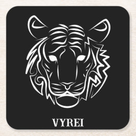 Svart och vit tribal tiger underlägg papper kvadrat