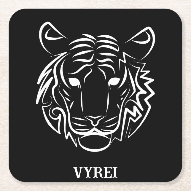Svart och vit tribal tiger underlägg papper kvadrat (Framsidan)