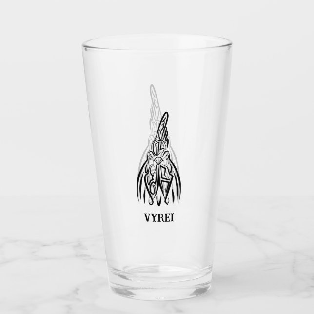 Svart och vit tribal tupp glaskopp (Framsida)