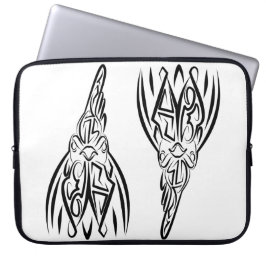 Svart och vit tribal tupp laptop fodral
