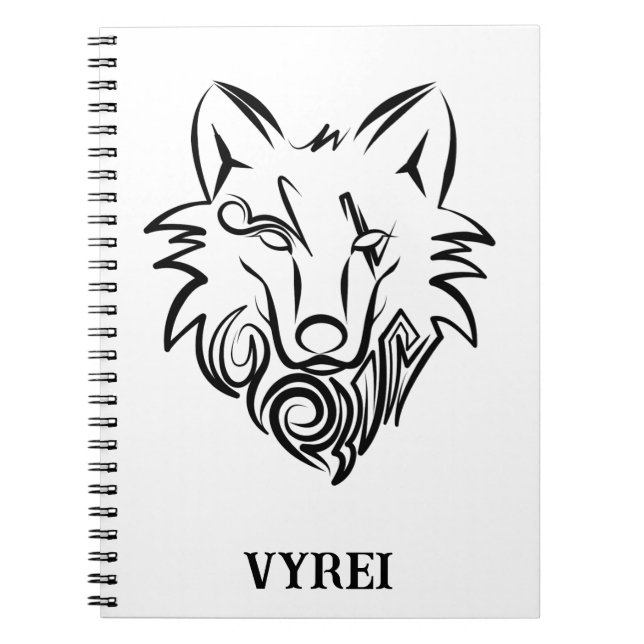 Svart och vit tribal varg anteckningsbok (Framsidan)