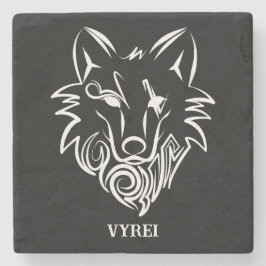 Svart och vit tribal varg stenunderlägg