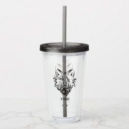Svart och vit tribal varg take away mugg