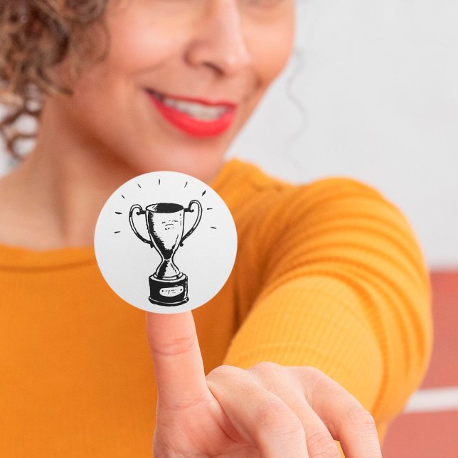 Svart och vit troféstift runt klistermärke (Skapare uppladdad)