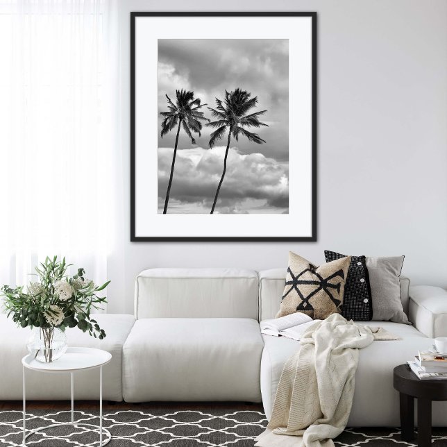 Svart och Vit Tropisk Palmträd Fotografi Poster (Skapare uppladdad)