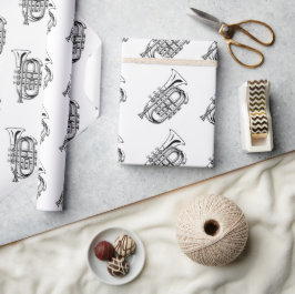 Svart och vit trumpet skiss Musikinstrument Presentpapper