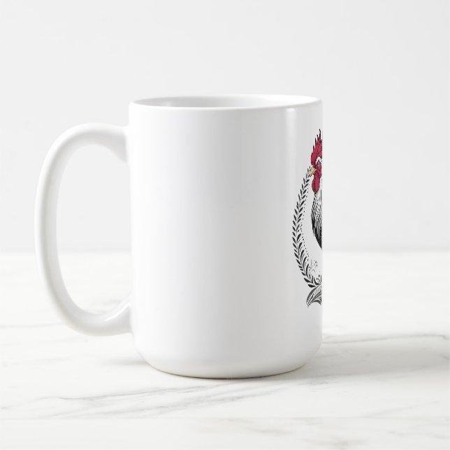 Svart och vit tupp kaffemugg (Vänster)