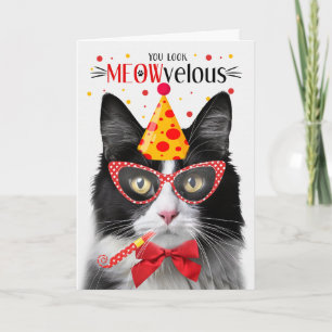 Svart och vit Tuxedo Cat MEOWvelous Birthday Kort