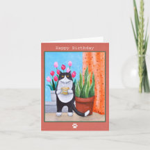 Svart och vit Tuxedo-katt med kaffefågeldag