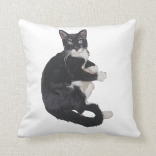 Svart och vit Tuxedo-kattkudde Kudde
