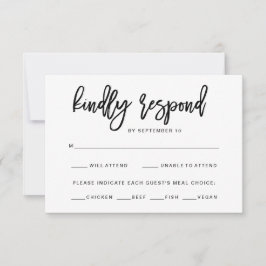 Svart och vit typografi | Måltidsval RSVP OSA Kort
