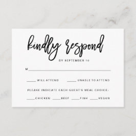 Svart och vit typografi | Middagsval RSVP OSA Kort