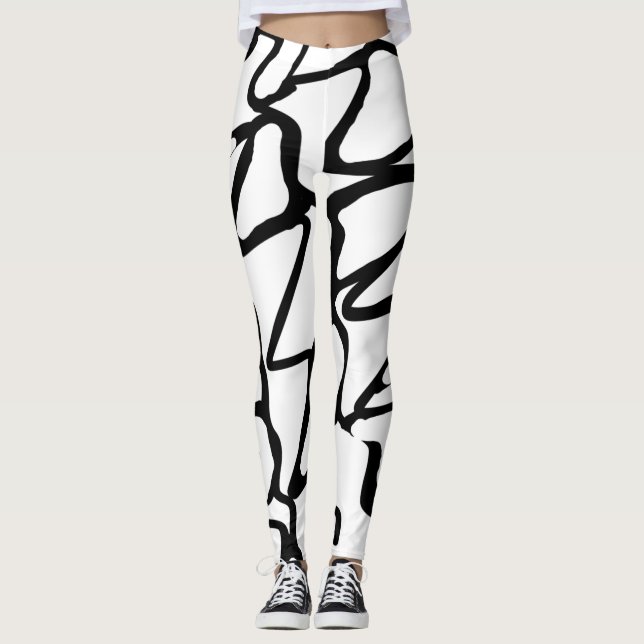 Svart och vit unik design leggings (Framsida)