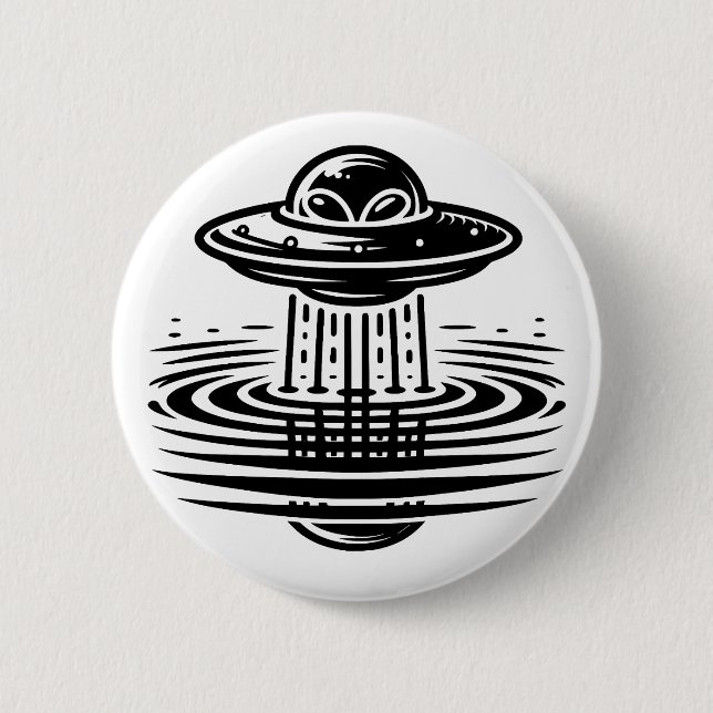 Svart och vit utomjording i UFO Ai konst Knapp (Framsida)
