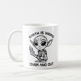Svart och vit utomjording kaffemugg