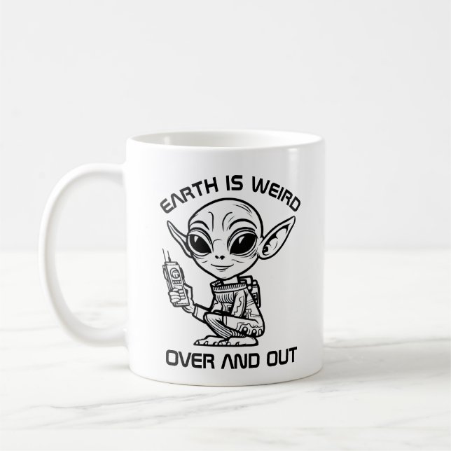 Svart och vit utomjording kaffemugg (Vänster)