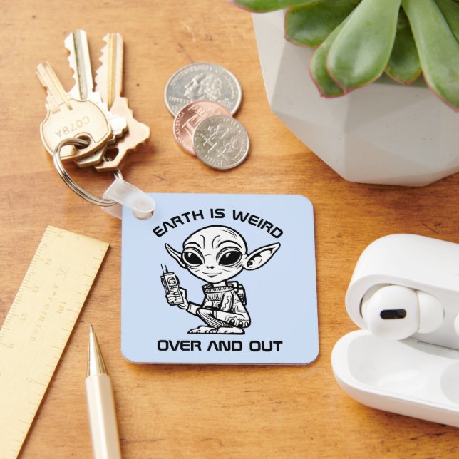 Svart och vit utomjording  nyckelring (Skrivbord)