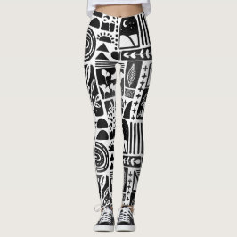 Svart och vit utskrift leggings
