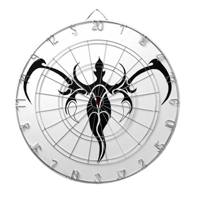 Svart och Vit Utsmyckad Tribal Elefant Mandala Piltavla (Framsidan)