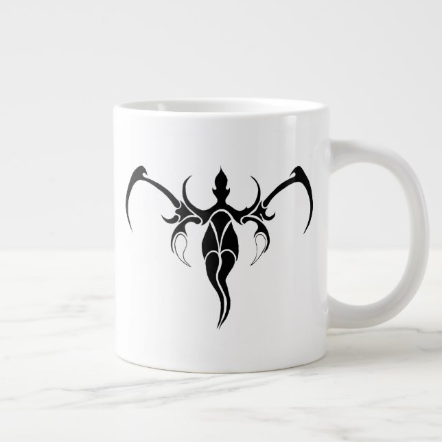 Svart och vit utsmyckad tribal elefantmandala jumbo mugg (Höger)