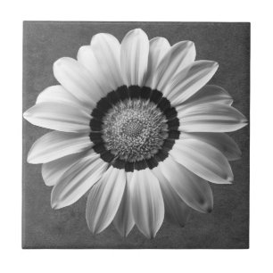Svart och vit vacker blomma kakelplatta