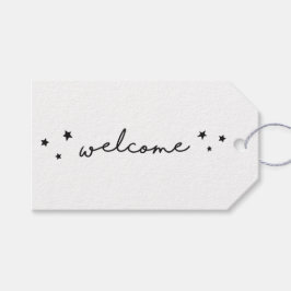 Svart och vit välkommen kalligrafi. Modern enkel Presentetikett