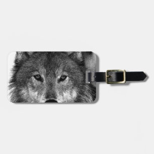 Svart och vit Varg Bagagebricka