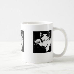 Svart och vit Varg Kaffemugg