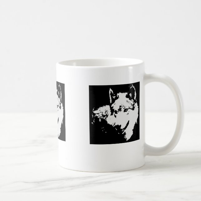 Svart och vit Varg Kaffemugg (Höger)