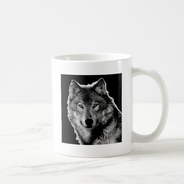 Svart och vit Varg Kaffemugg (Höger)