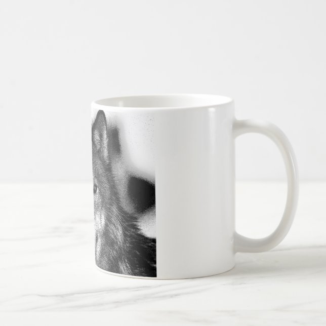 Svart och vit Varg Kaffemugg (Höger)