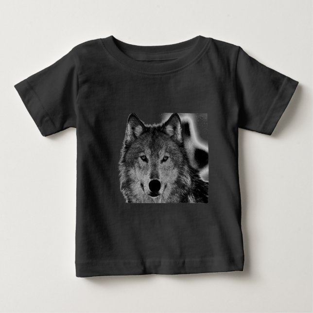 Svart och vit Varg T-shirt (Framsida)
