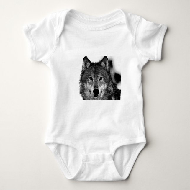 Svart och vit Varg T-shirt (Framsida)