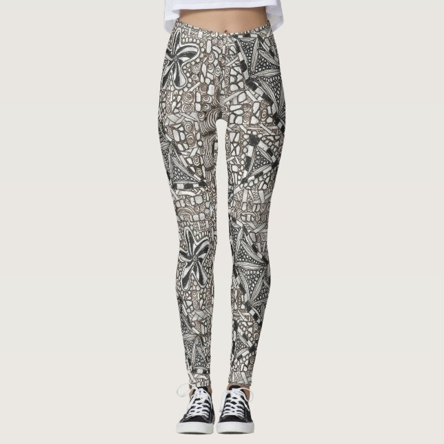 Svart och vit variation leggings (Framsida)