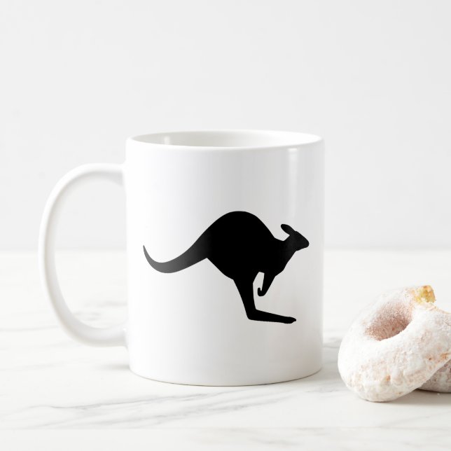 Svart och vit varning känguru kaffemugg (Med munk)