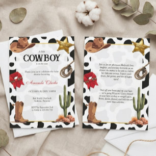 Svart och vit västernbaby cowboy baby shower inbjudningar