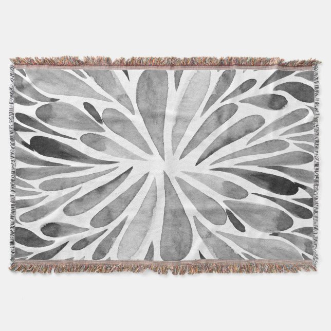 Svart och vit vattenfärgsspricka i abstraktens blo filt (Framsidan)