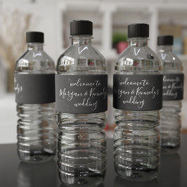 Svart och vit Vattenflaska i Rustic Bröllop Vattenflaskor Etikett